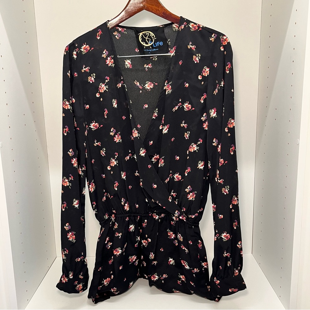 Blue Life - black and floral romper